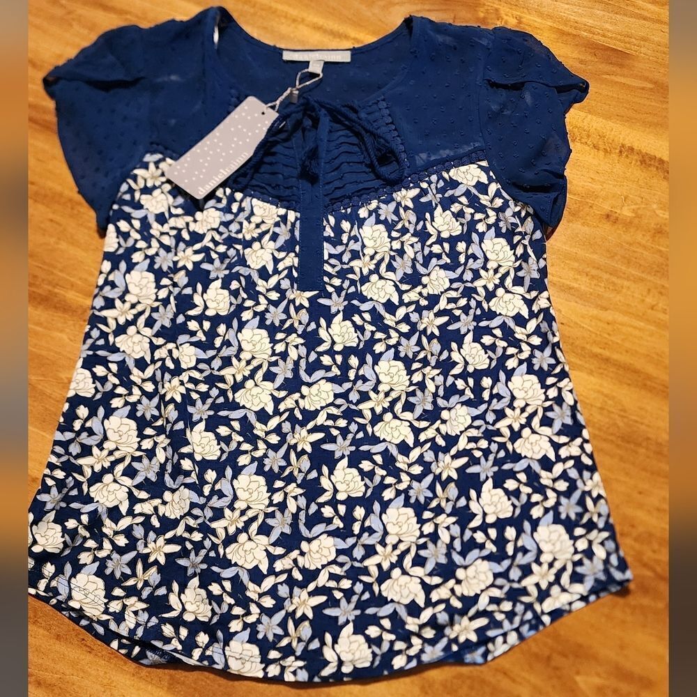 NWT Daniel Rainn Jarra Flutter Sleeve Tassel Knit Top Sz Petite Extra Small PXS
